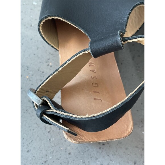 JIGSAW black Leather Slingback Wedges Clog Open Toe - Size EU 37 - Picture 10 of 10